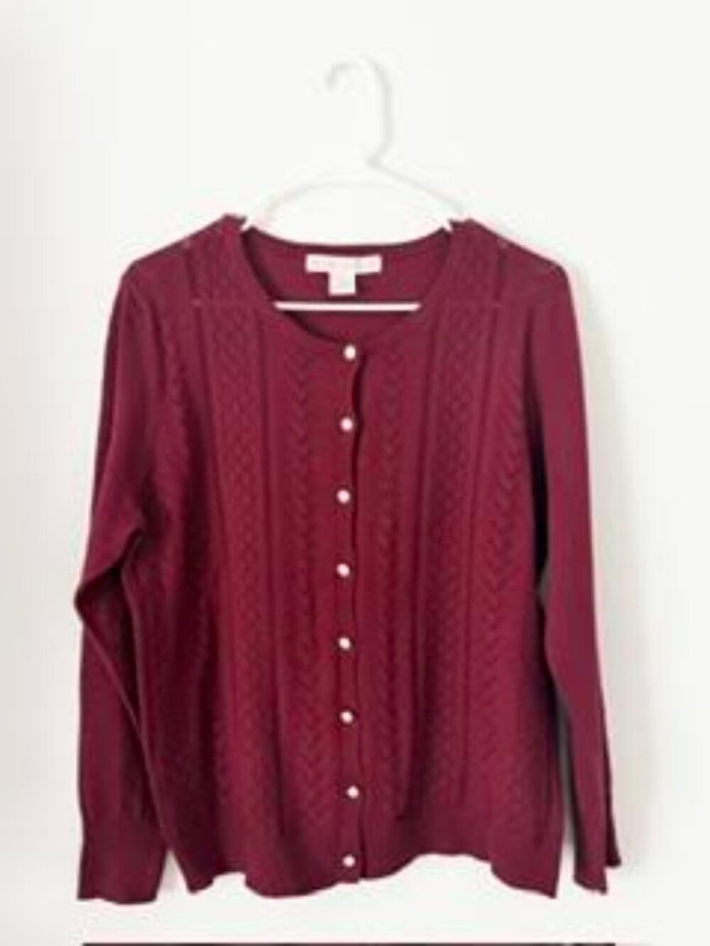 Blair London Women's Maroon Cable Knit Cardigan – Size XL